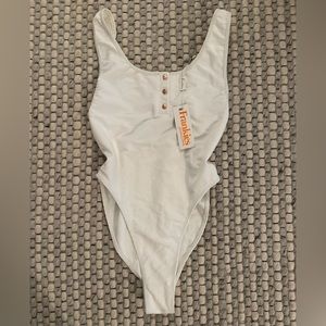 NWT! Frankie’s bikinis ribbed white one piece size small